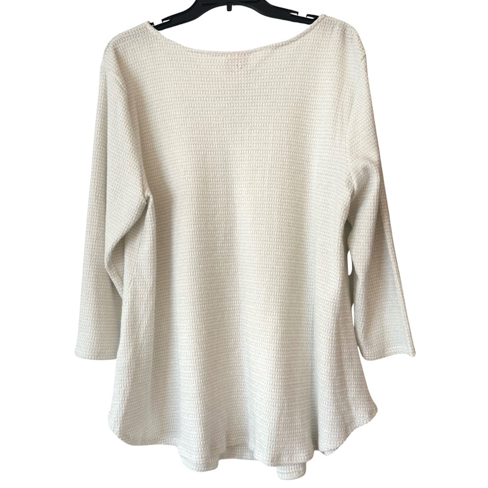 NWT Ruby Rd. Ivory "Alabaster" Pullover Knit Sweater Silver Metallic Threads - Picture 5 of 6